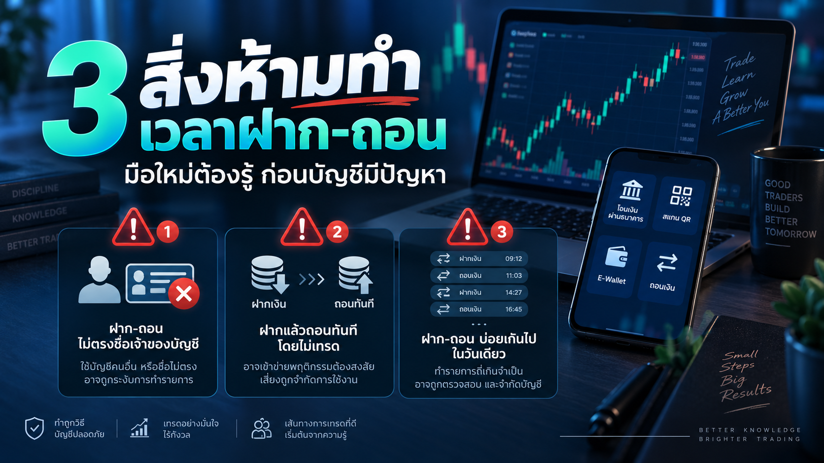 3 สิ่งที่ห้ามทำเวลาฝากถอนเงินกับโบรกเกอร์ มือใหม่ต้องรู้